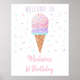 Poster Crème glacée moderne saupoudrer Accueil d'annivers