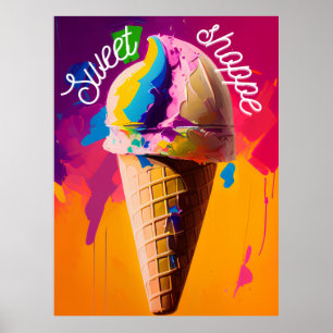 Poster Crème glacée multicolore