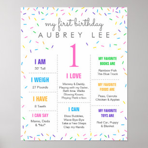 Poster Crème glacée Pastel Sprinkies fille premier annive