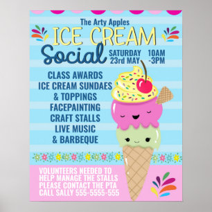 Poster crème glacée scolaire sociale Flyer Saut d'été