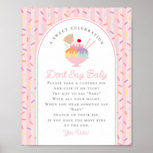 Poster Crème glacée Sundae saupoudrée avec Baby Dont Say