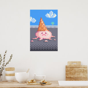 Poster Crème glacée triste Cone Pixel Art