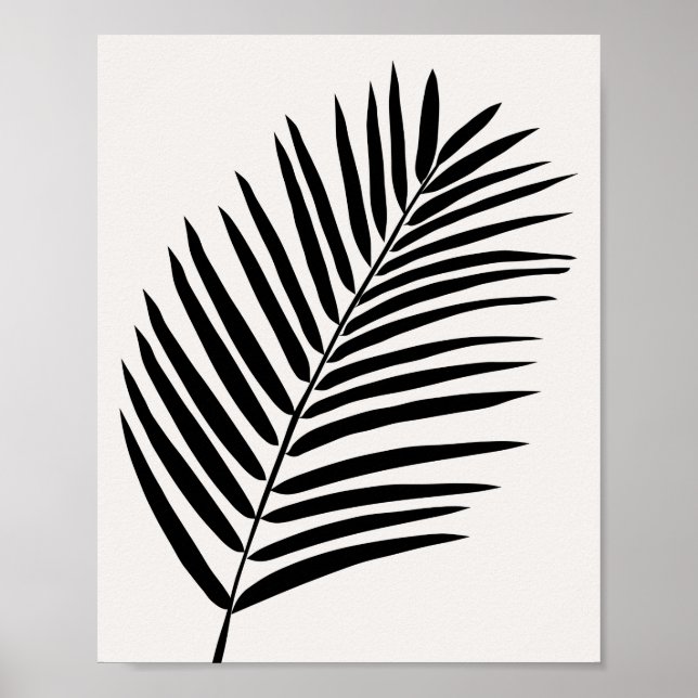 Poster Crème Tropicale Feuille De Palme Blanc Et Noir (Devant)