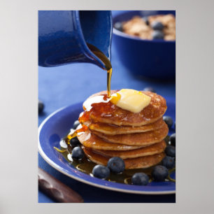 Poster Crêpes avec le sirop et la myrtille