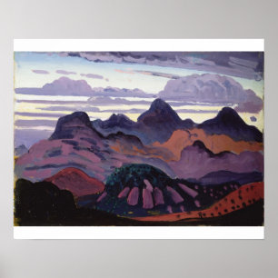 Poster Crépuscule profond, Pyrénées, c.1912-13 (huile sur
