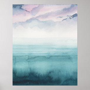 Poster Crépuscule sur la baie - aquarelle