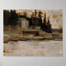 Crépuscule sur une côte tranquille - Estampe d'art