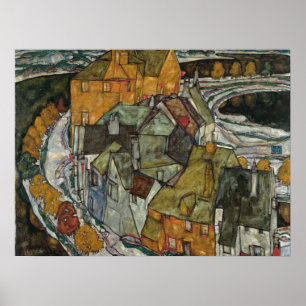 Poster Crescent de maisons II, ville insulaire par Egon S