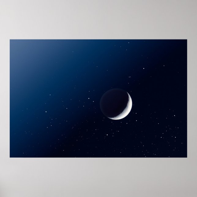 Poster Crescent Moon et Dark Side Indigo Sky Stars (Devant)