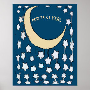 Poster Crescent Moon & Stars, ajouter textPoster