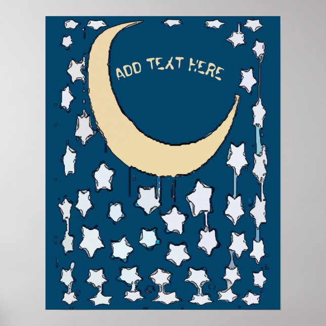 Poster Crescent Moon & Stars, ajouter textPoster (Devant)