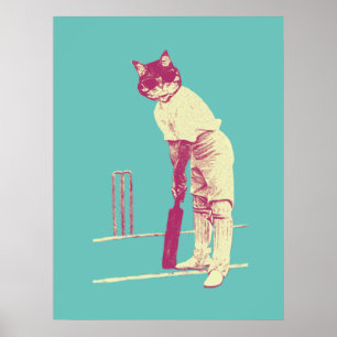 Poster cricket à chat vintage