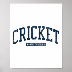 Poster Cricket Caroline du Nord Nc Style Université Collé