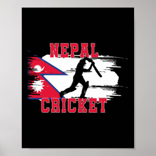 Poster Cricket Népal Fans de cricket Népal Drapeau Népal 