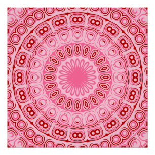 Poster Crimson et Motif de mandala rose