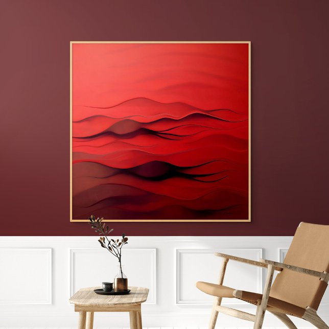 Poster Crimson Flow – Abstract Red Waves of Motion (Crimson Flow – Abstract Red Waves)