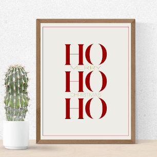 Poster Crimson minimaliste rouge "HO HO HO HO" Mur graphi