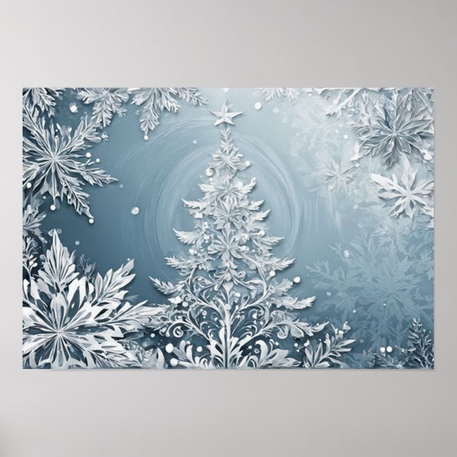 Poster Cristal Arbre de Noël numérique Mur de Noël Art (Devant)