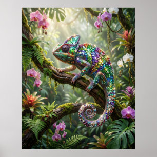 Poster Cristal Caméléon Jungle Glow