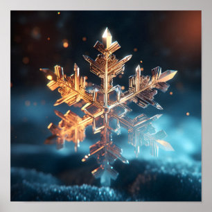Poster cristal de flocons de neige de vacances