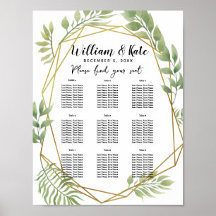 Poster cristal Foliage verdure Table plan fête/mariage