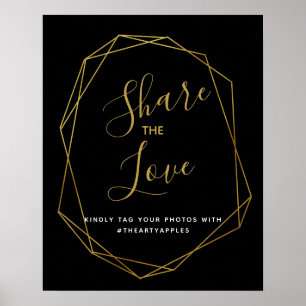 Poster cristal géométrique Hashtag mariage de médias soci