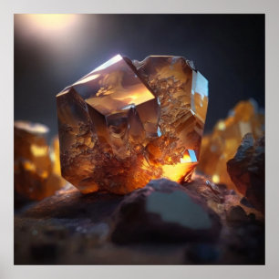 Poster Cristal inspiré de la topaze ambre avec lumière do