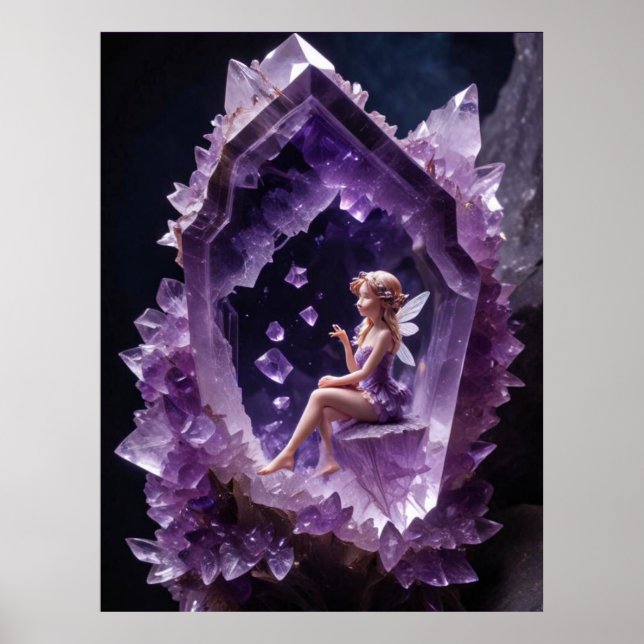 Poster Cristaux de guérison Améthyste Fairy Wall Art (Devant)