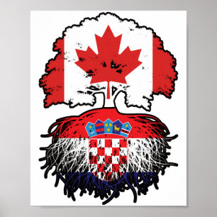 Poster Croatie Drapeau canadien croate des racines d'arbr