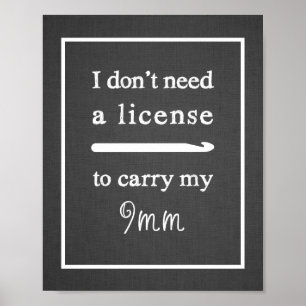 Poster Crochet Hook License Craft Room Dark