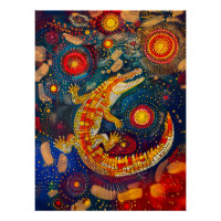 Crocodile en aborigène Dot Art Style