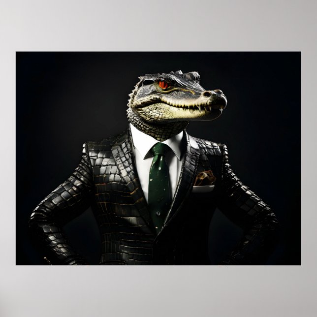 Poster Crocodile en combinaison (Devant)