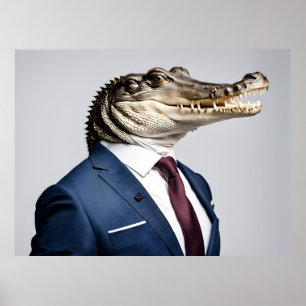 Poster Crocodile en combinaison