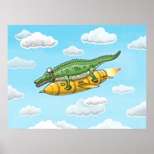 Poster Crocodile Fusée (Devant)