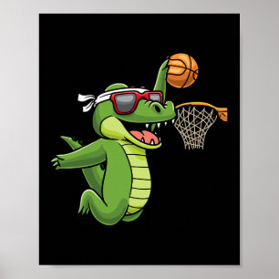 Poster Crocodile Jouer Bysketbyll Alligator Bysketbyll