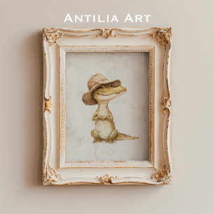 Poster Crocodile Peinture Alligator Reptile animal sauvag