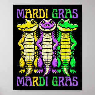 Poster Crocodiles Aligator Louisiana Mardi Gras Carnival