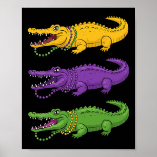 Poster Crocodiles Aligator Louisiana Mardi Gras Femmes Ho