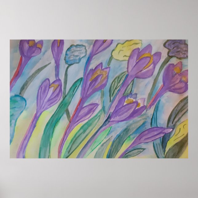 Poster Crocus de printemps Abstrait (Devant)