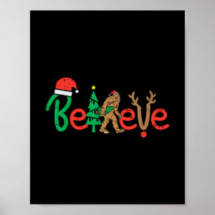 Poster croire bigfoot sasquatch père Noël rennes noël