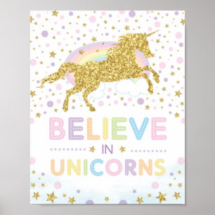 Poster Croire en Unicorns / Magical Rainbow Unicorn