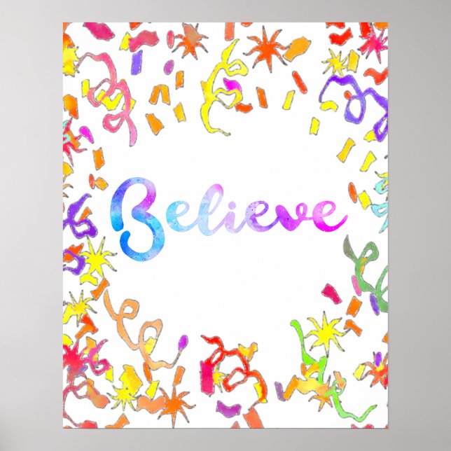 Poster Croire la typographie aquarelle Art Confetti (Devant)
