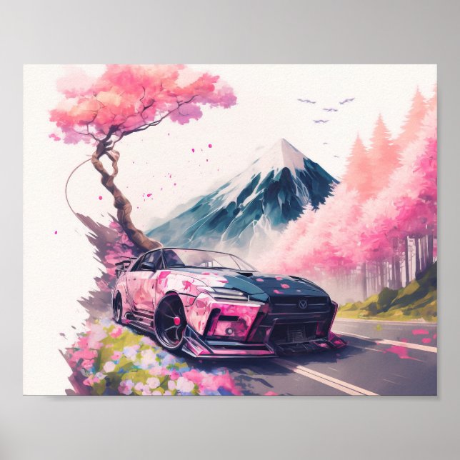 Poster Croisière À Travers Le Paysage De Fleur De Cerisie (Devant)