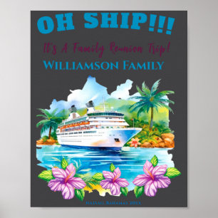 Poster Croisière de réunion de famille sur l'île drôle