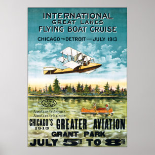 Poster Croisière en bateau volant vintage 1913