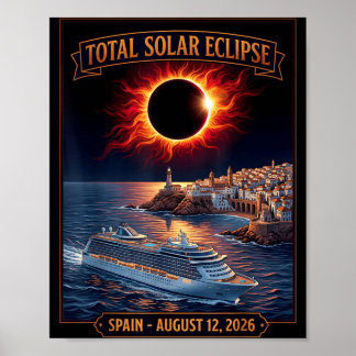 Poster Croisière en Espagne Eclipse Totale de Soleil 2026