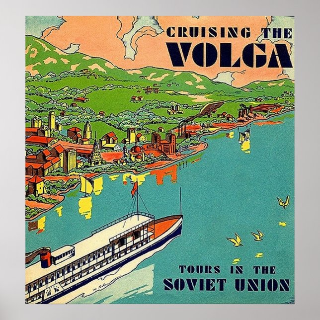 Poster Croisière sur la Volga, Union soviétique (Devant)
