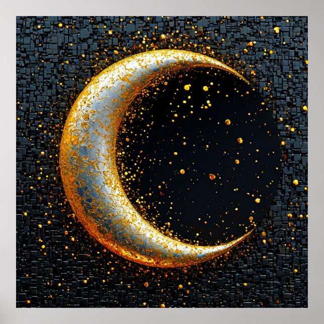 Poster Croissant de lune doré (Devant)