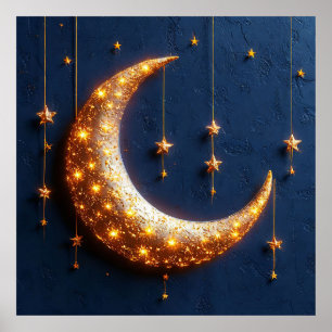 Poster Croissant de lune magnifiquement illuminé