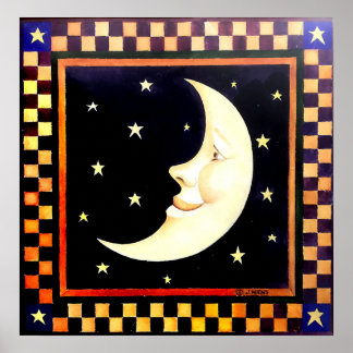 Poster Croissant de Lune souriant